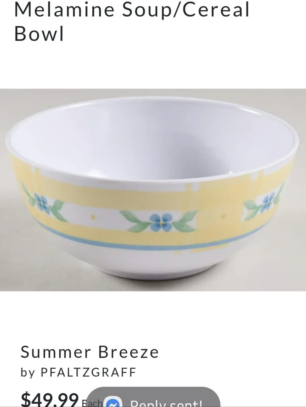 Pfaltzgraff Summer Breeze Melamine Cereal Bowls Set of 2 Floral 6